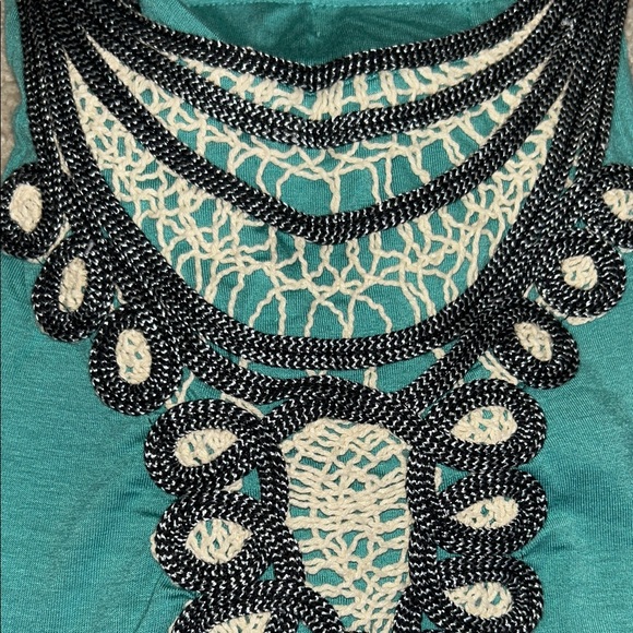 Kenner Teal Beaded Women's Criss Cross Strap Top - Picture 2 of 6